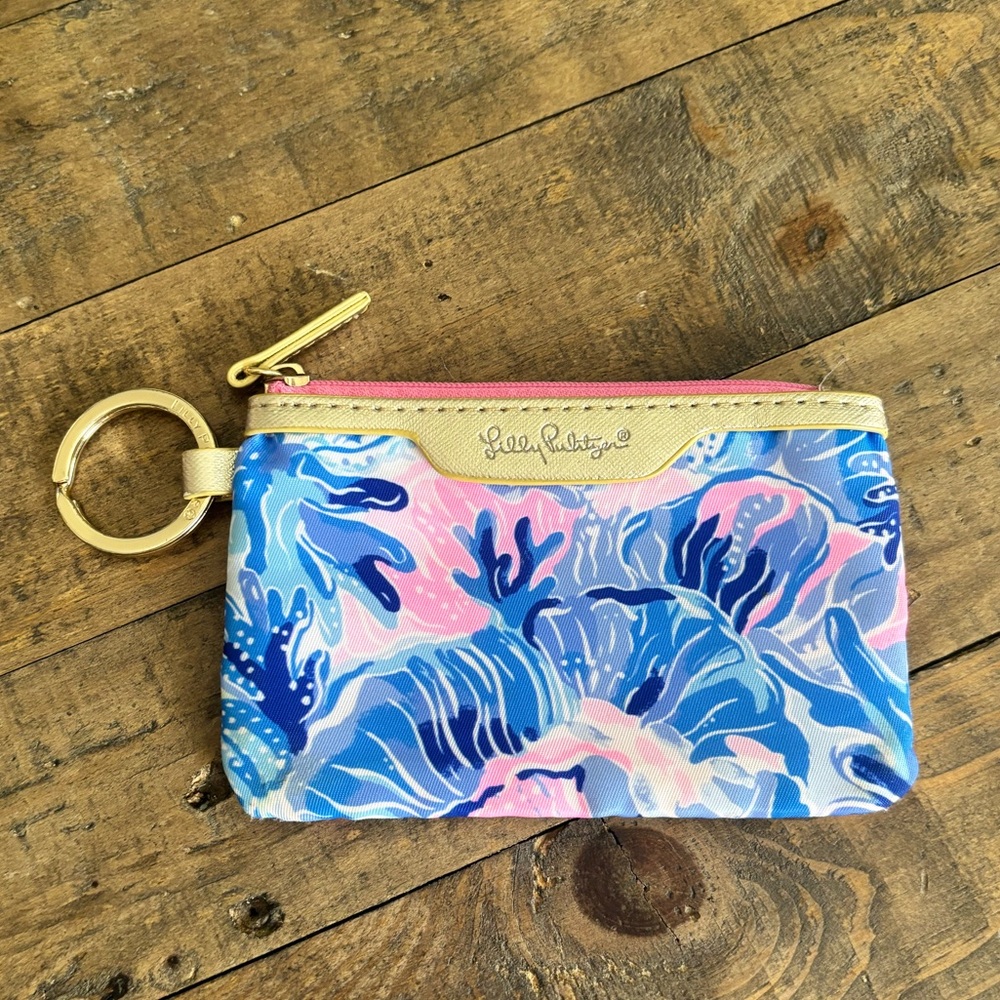 Lily Pulitzer ID Case Keychain Wallet Zip Close Card Holder